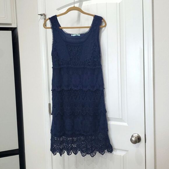 Maurice’s Navy Blue Crochet Dress, Size Large - Picture 1 of 7